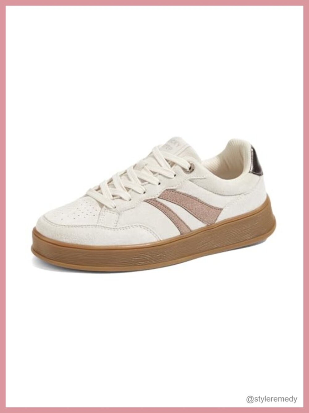 Platform Sneakers Faux Suede Vegan Leather Non-Slip Gum Sole Retro Casual